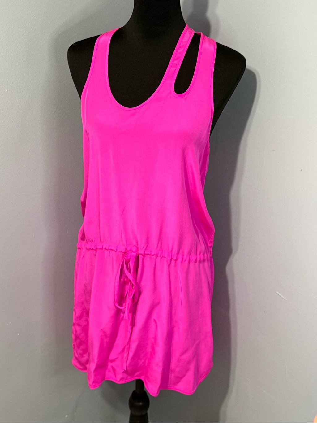 Michelle Mason Tie Front Silk Hot Pink Mini Dress Women’s Dress Size 4